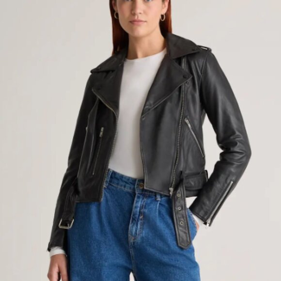 Quince 100% Leather Motorcycle Jacket in Black Size XL - Picture 2 of 9